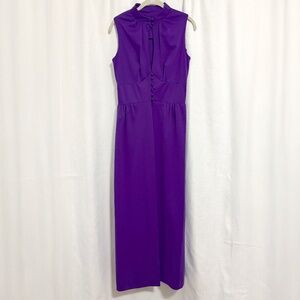 Vintage 60's Lou Ette Purple Keyhole Open Front Maxi with Micro Shorts Size M
